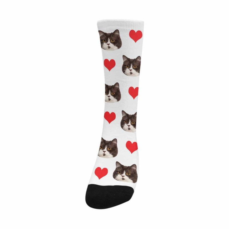 Custom Socks with Faces Love Heart Sublimated Crew Socks Personalized Picture Socks Unisex Gift for Men Women