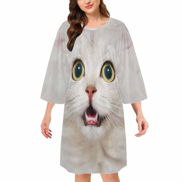 Custom Big Face Pajamas Women's Oversized Sleep Tee Personalized Women's Loose Nightshirt Sleepwear
