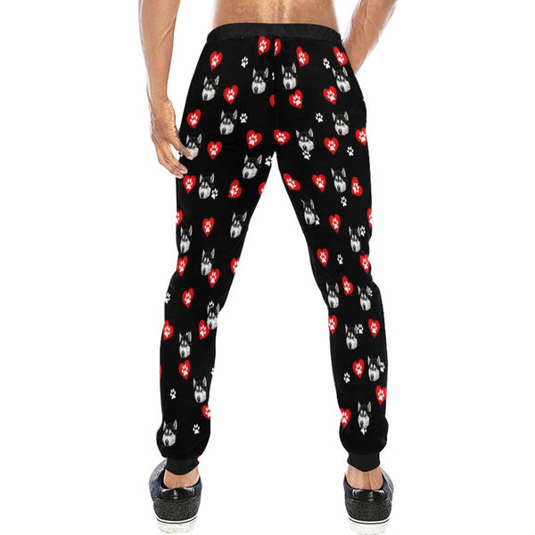 [High Quality] Custom Pet Face Love Heart Sweatpants Personalized Casual Sweatpants