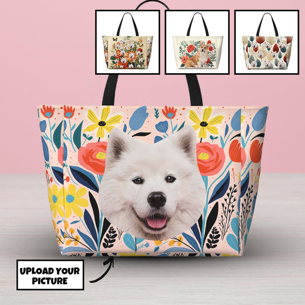 Custom Pet Face Large Capacity Beach Travel Bag Large Capacity Beach Bag with Wet Pocket