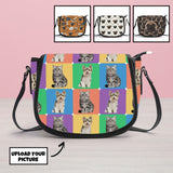 Custom Pet Face PU Leather Saddle Bag Saddle Bag for Women Shoulder Bag Crescent Purse Trendy Crossbody Bag