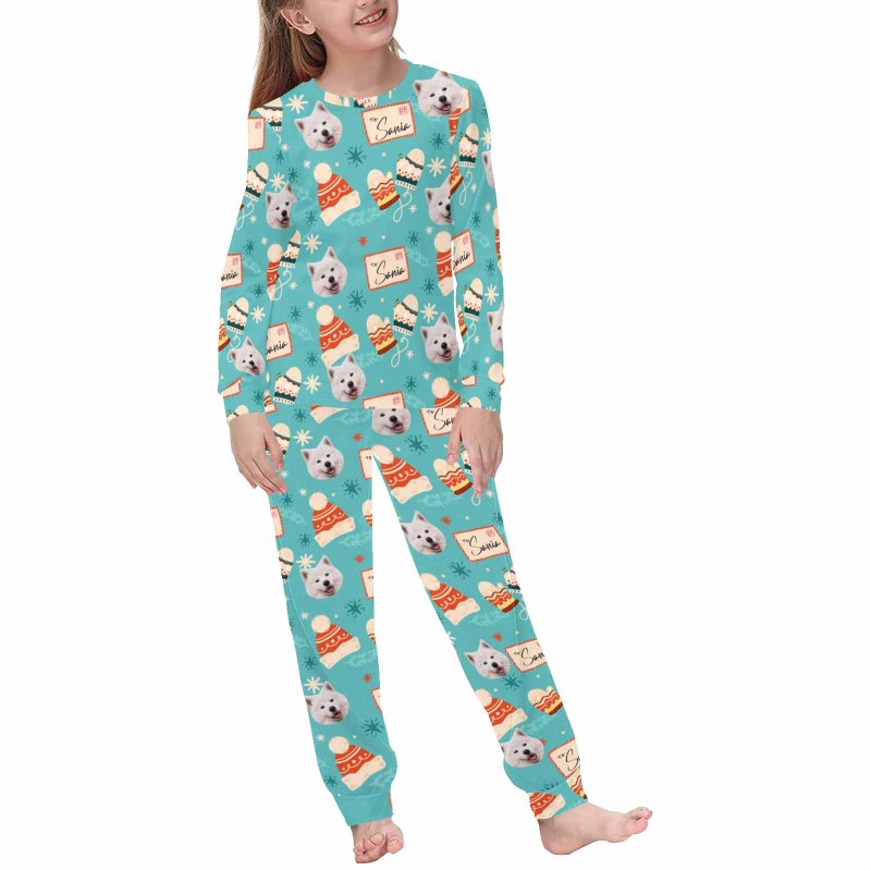 Custom Face Dessert Nightwear Personalized Family Matching Long Sleeve Pajamas Set