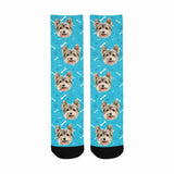 Custom Socks with Dog Face Printed Paw&Bone Pet Socks Personalized Sublimated Crew Socks for Mom