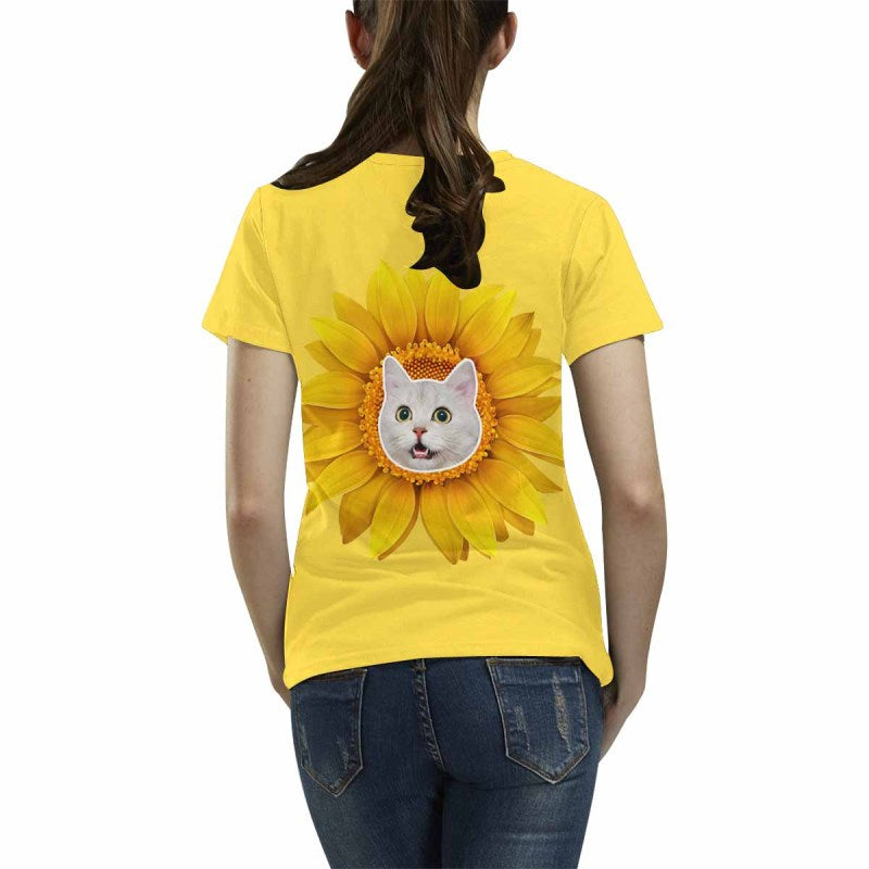 Custom Face Your Own Shirt Personalized Sunflower Women's All Over Print T-shirt