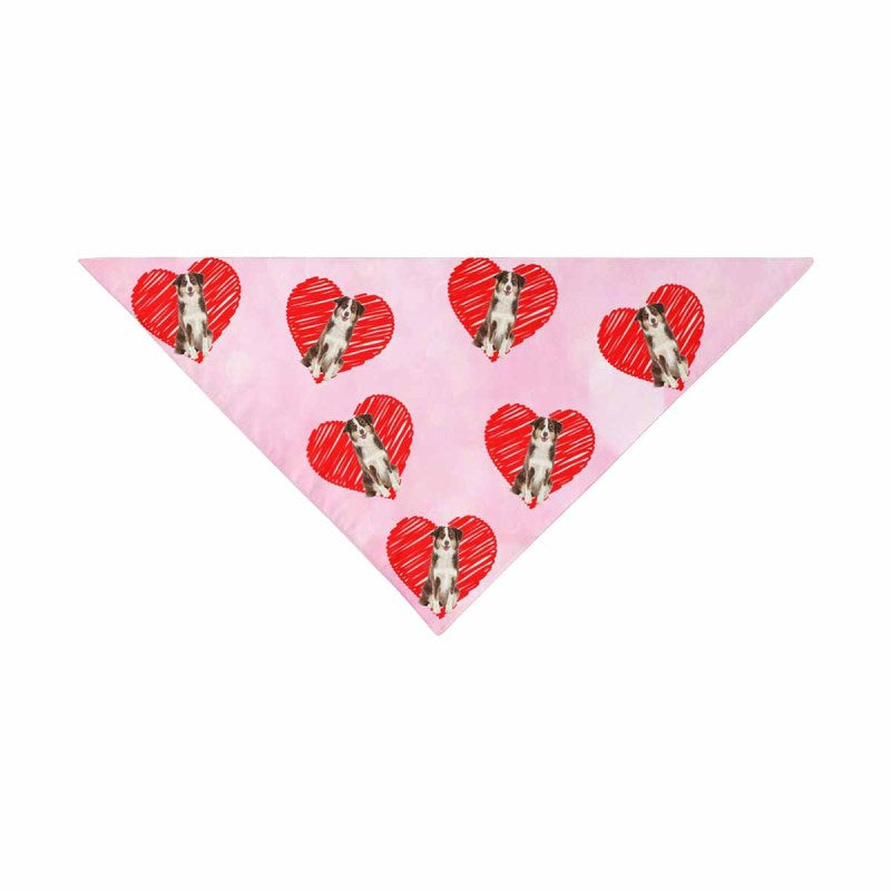 Custom Face Love Heart Pink Couple Pet Bandana