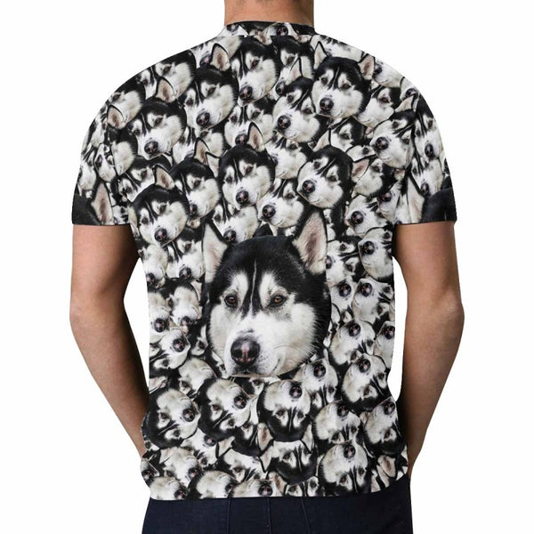 Custom Pet Face Smash Shirt with Pictures Men's All Over Print T-shirt Put Your Dog on A Shirt for Him