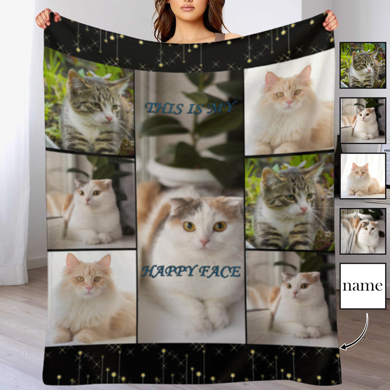 Personalized Dog Portrait Throw Blanket Custom Blanket With Photo&Text