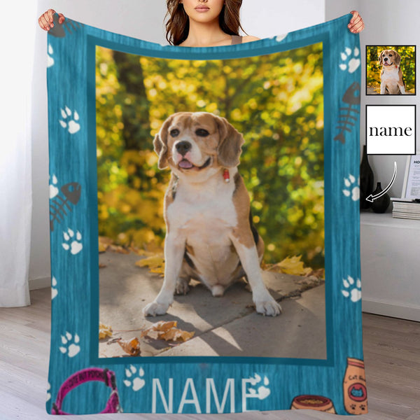 Personalized Dog Portrait Throw Blanket Custom Blanket With Photo&Name