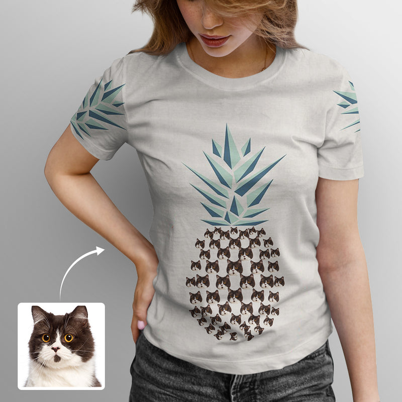 Custom Face Pineapple Shirts Personalized Women's All Over Print T-shirt Gift Ideas For Her