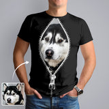 Custom Face Tee Black Zipper Men's All Over Print T-shirt Face on A Shirts for Him