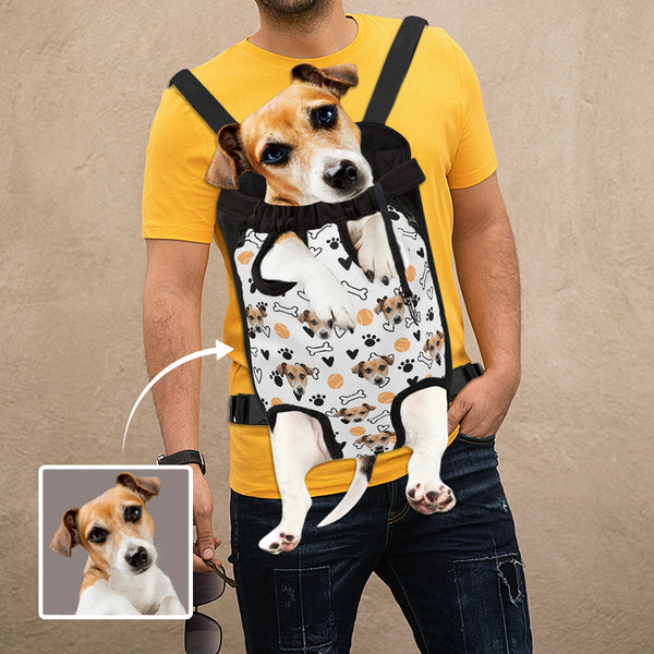 Custom Face Bones&Balls Pet Backpack Carrier For Medium Dogs Cats Personalized Travel Bag