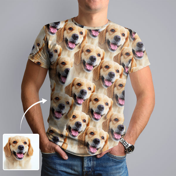 Personalized Seamless Face Tee Cute Dog Put Your Dog on A Shirt Custom Men's All Over Print T-shirt for Him