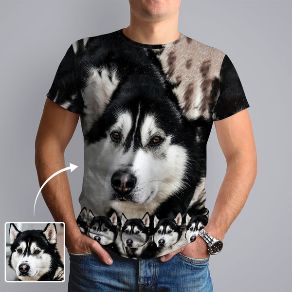 Custom Face Funny Dog Tee Put Your Dog on A Shirt Design Men's All Over Print T-shirt