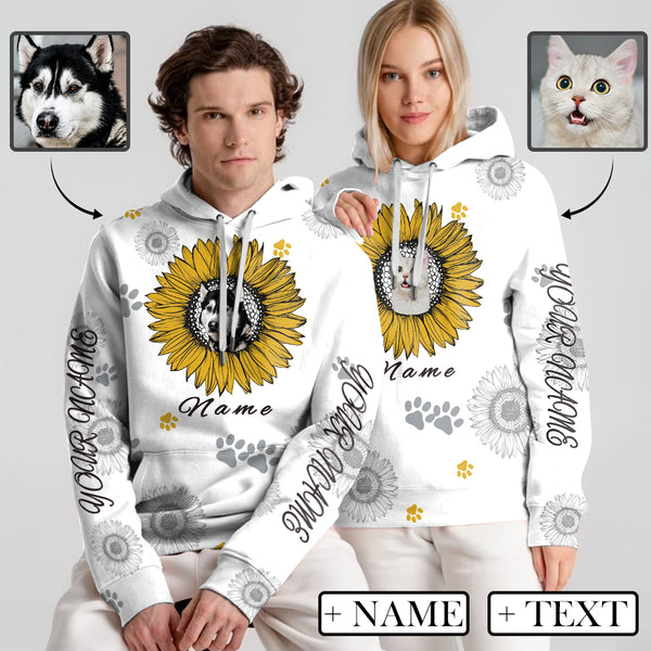 Custom Face & Name Hoodie Personalized Pet Face Unisex Loose Over Size Cool Hoodie Designs Custom Top Outfits