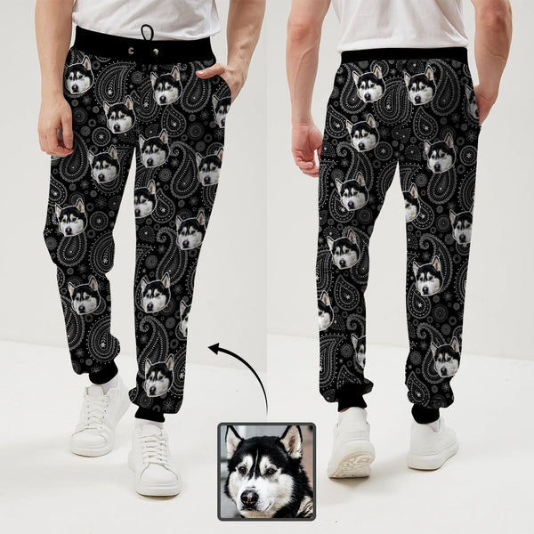 [High Quality] Custom Face Sweatpants with Puppy Picture Personalized Men's All Over Print Sweatpants