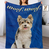 Custom Face Woof Ultra-Soft Micro Fleece Blanket, Customized Throw Blanket