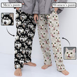 Personalized  Couple Face Pet Dog Seamless Sleepwear Personalized Women's&Men's Slumber Party Long Pajama Pants