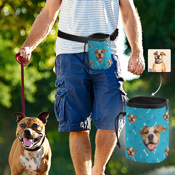 Custom Face Blue Bones Pet Treat Pouch Kit Pet Training Bag