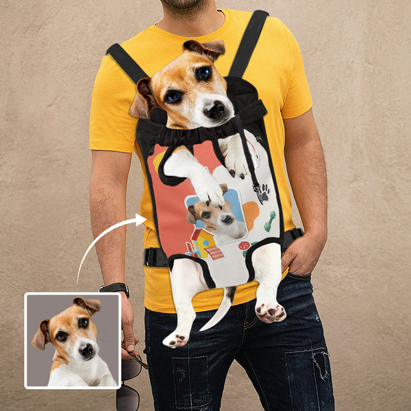 Custom Face Cartoon Pet Backpack Carrier For Medium Dogs Cats Personalized Travel Bag