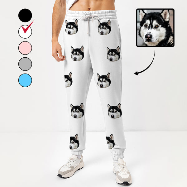 Custom Pet Face Multicolor Sweatpants Unisex Personalized Closed Bottom Casual Joggers