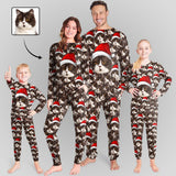 Discount - limited time Custom Face Seamless Christmas Hat Sleepwear Personalized Family Slumber Party Matching Long Sleeve Pajamas Set