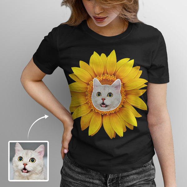 Custom Face Your Own Shirt Personalized Sunflower Women's All Over Print T-shirt