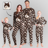 Dog Face Pajamas Custom Pet's Face Seamless Family Matching Long Sleeve Pajama Set Personalized Photo Loungewear