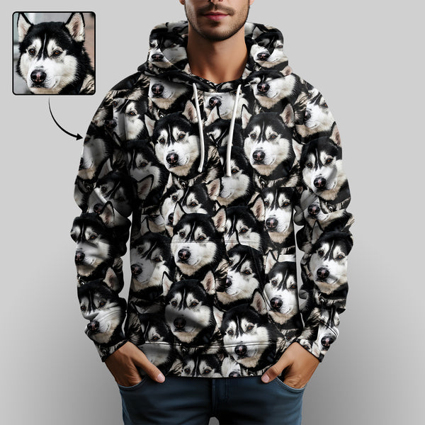 [High Quality]Custom Dog Seamless Face Men's All Over Print Hoodie