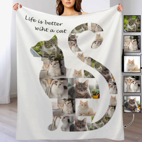 Custom Photo Cat Ultra-Soft Micro Fleece Blanket, Customized Throw Blanket