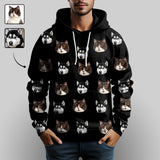 [Thickened Fabric] Custom Faces Pet Dog Cat Men's Fleece Thickened Hoodies Personalized Turtleneck Pullover Hooded Design Your Own Hoodie