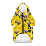 Custom Face Paws Yellow Pet Zipper Hooded Sweatshirt With Pocket Personalized Pet Clothes For Dog Cat