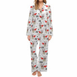 Custom Face Pajama Super Women's Long Pajama Set Matching Dog Bandana Personalized Sleepwear