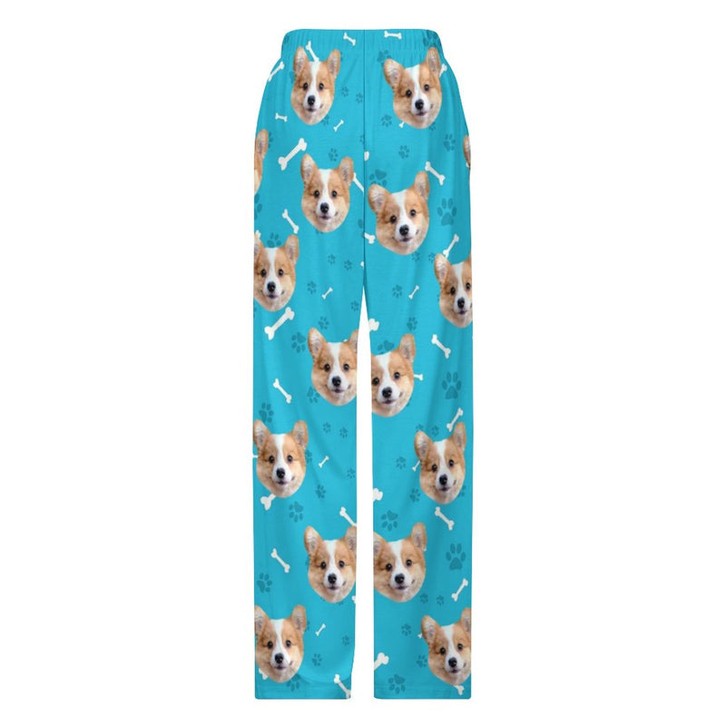 [For Kid&Adult] Personalized Face Dog Bone Multiple Color Paw Print Sleepwear Personalized Women's&Men's Long Pajama Pants