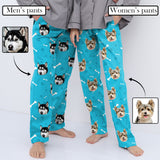 [For Kid&Adult] Personalized Face Dog Bone Multiple Color Paw Print Sleepwear Personalized Women's&Men's Long Pajama Pants