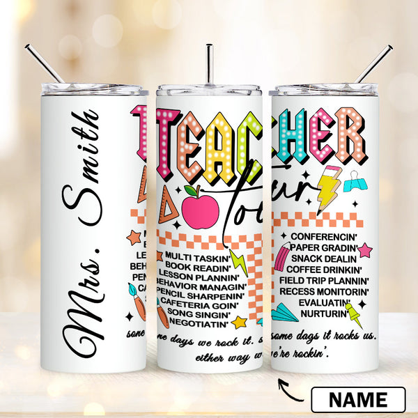 Personalized 20oz Skinny Tumbler with Straw Back to School Appreciation Gift for Teacher