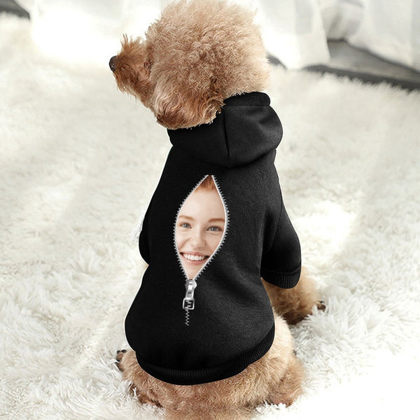 Custom Face Zipper Dog Hoodie Dog Warm Jacket Cat Apparel Dog Shirt Dog Clothes for Puppy Cat Sweaters