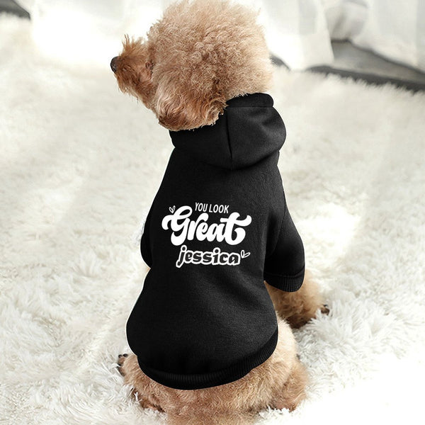 Custom Name Dog Hoodie Dog Warm Jacket Cat Apparel Dog Shirt Dog Clothes for Puppy Cat Sweaters