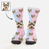 Personalised Pet Socks Pink Funny Custom Dog Face Socks Printed Photo Pet Socks Sublimated Crew Socks