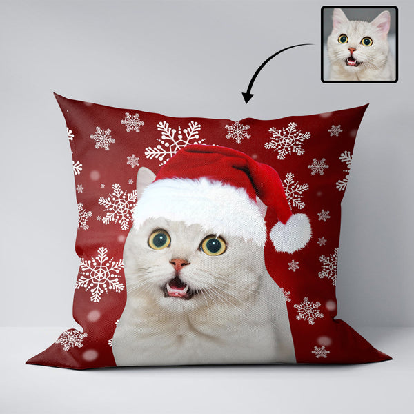 Custom Dog Christmas Snowflake Throw Pillow Cover