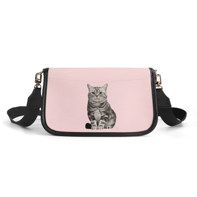 Custom Pet Face Solid Color PU Leather Saddle Bag for Women Shoulder Bag Crescent Purse Bag