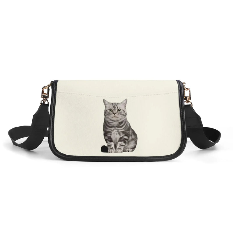 Custom Pet Face Solid Color PU Leather Saddle Bag for Women Shoulder Bag Crescent Purse Bag