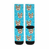 Custom Socks with Dog Face Printed Paw&Bone Pet Socks Personalized Sublimated Crew Socks for Mom