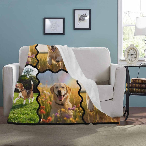 Personalized Dog Portrait Puzzle Throw Blanket  Custom Blanket With Pet Photo