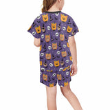 8-15Y Kid's  Halloween Pajamas Purple Custom Sleepwear Personalized Short Pajama Set For Boys&Girls