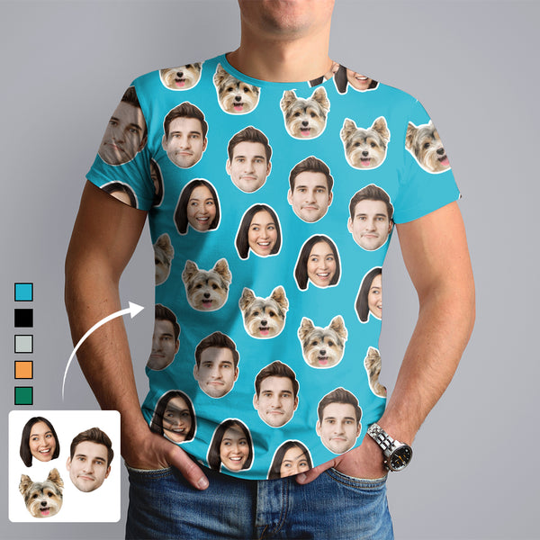 [Up To 5 Colors]Personalized Face Shirt Put Your Face on Unisex All Over Print T-shirt