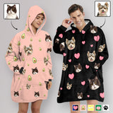 【Upgraded version with high quality】-Wearable Blanket Custom Pet Face Blanket Hoodie Personalized Oversized Hoodie Fleece Blanket Warm Hoodie Dog Lover Gift