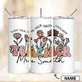 Personalized Wildflowers 20oz Name Skinny Tumbler with Straw Appreciation Gift for Teacher Back to School Gift