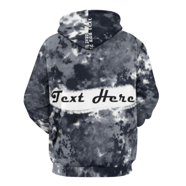 Custom Photo & Text Grey Black White Tie Dye Plus Size for Him Her Personalized Photo Unisex Loose Hoodie