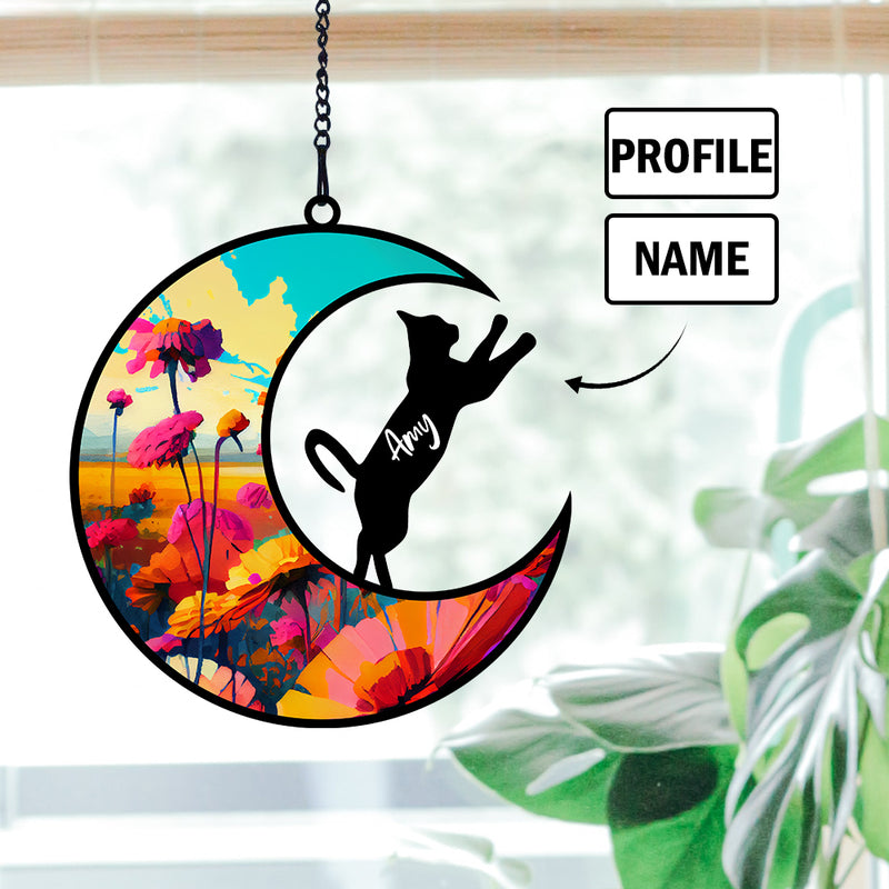 Custom Name Profile Dog Memorial Suncatcher  Acrylic Window Hanging Ornament  Loss of Pet Sympathy Gift