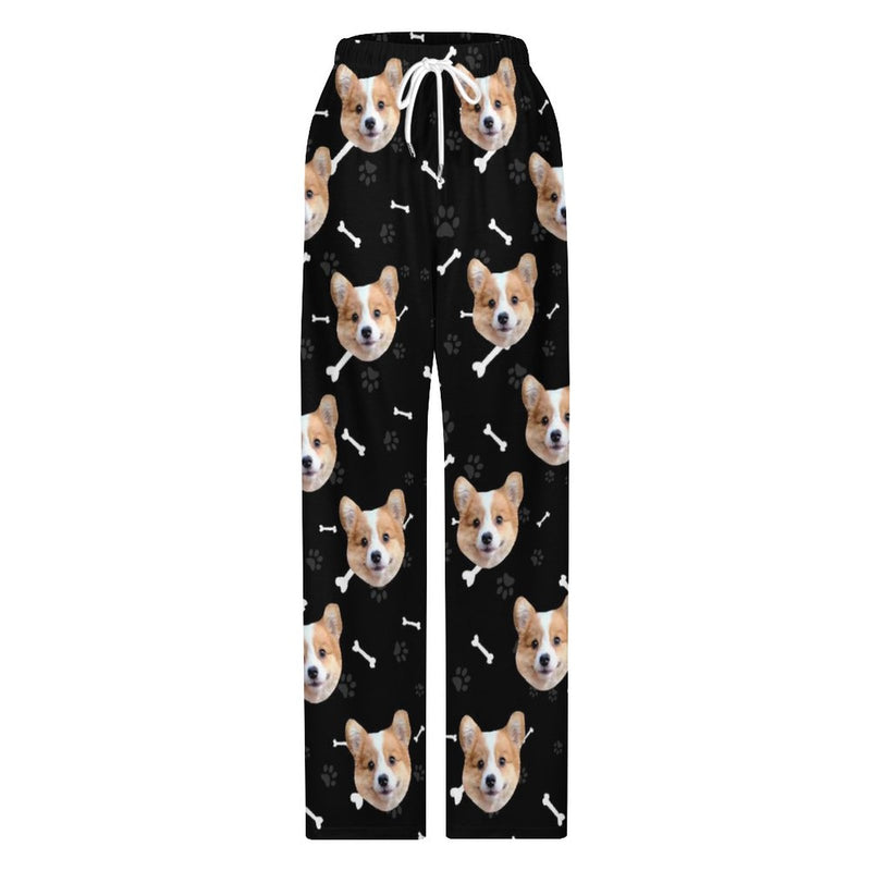 [For Kid&Adult] Personalized Face Dog Bone Multiple Color Paw Print Sleepwear Personalized Women's&Men's Long Pajama Pants